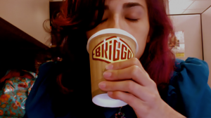 Coffee of the Future Laura drinking the Coffee of the Future
